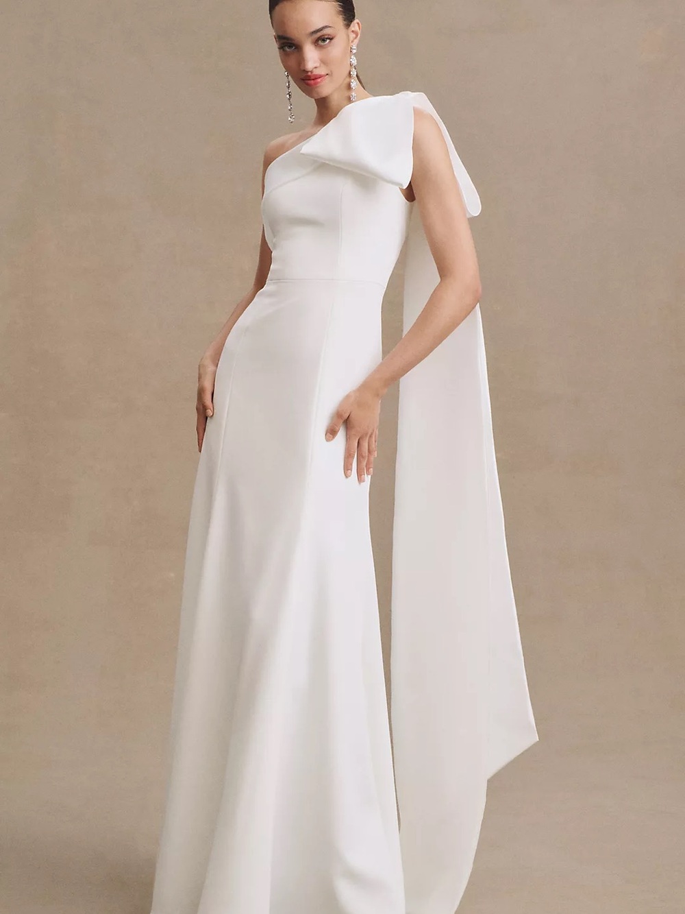 Jenny Yoo for Anthropologie Elegant One-Shoulder Wedding Dress with Drape Detail